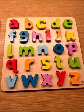 Hape Wooden Lowercase Alphabet Puzzle Board - Multicolor Learning Toy